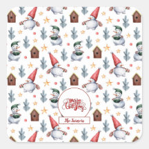 Feliz Natal Snowman Snowflakes Monograma