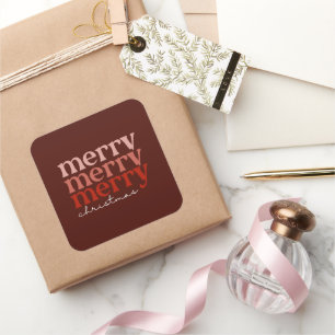 Adesivo Quadrado Feliz Natal Texto Saudando Vermelho