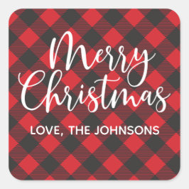 Adesivo Quadrado Feliz Natal Vermelho