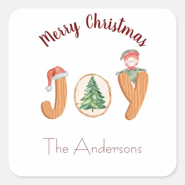 Adesivo Quadrado Feliz Natal vermelho (Frente)