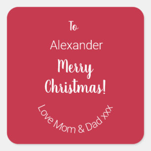Adesivo Quadrado Feliz Natal Vermelho e Feliz Da Mãe e Pai