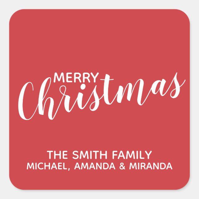 Adesivo Quadrado "Feliz Natal" Vermelho Festivo (Frente)
