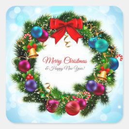 Adesivo Quadrado Feliz Natal Wreath