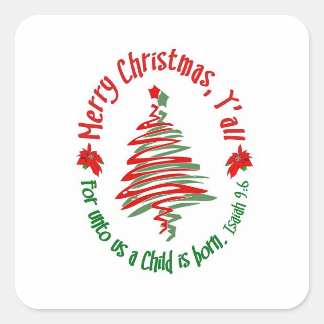 Adesivo Quadrado Feliz Natal Yall 2 (Frente)