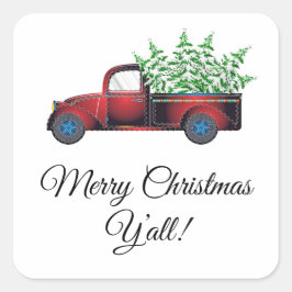 Adesivo Quadrado Feliz Natal Y'all Sticker