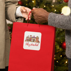 Adesivo Quadrado Feliz Navidad Cactus Bebidas de Natal Café