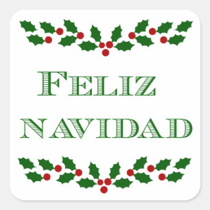 Adesivo Quadrado Feliz Navidad - vinhetas verdes