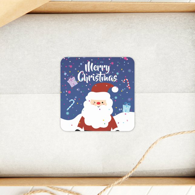 Adesivo Quadrado Feliz Papai Noel Winter Wonderland Feliz Natal (Criador carregado)