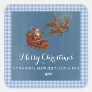 Adesivo Quadrado Feliz Papais noeis de Natal Reindeer