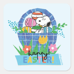 Adesivo Quadrado Feliz Páscoa Snoopy