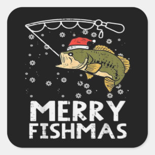 Adesivo Quadrado Feliz Peixesnatal Peixes Pescaria Natal