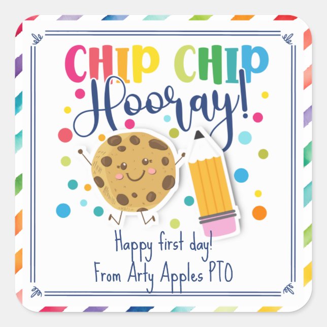 Adesivo Quadrado Feliz primeiro dia de culinária (Frente)