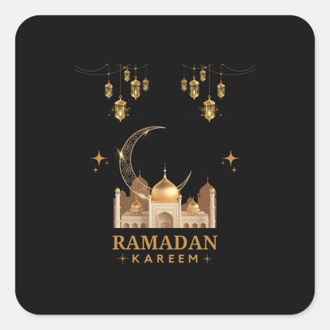 Adesivo Quadrado Feliz Ramadan Kareem - Saudações Eid Mubarak (Frente)