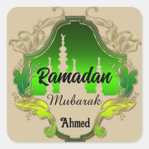 Adesivo Quadrado Feliz Ramadan Mubarak Kareem personalizado em 2024