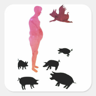 Adesivo Quadrado Feliz Refeição Vegeteriana Vinheiros Amigos para A