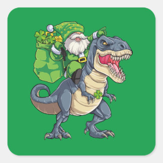 Adesivo Quadrado Feliz Rua no T Rex Saint Patrick Leprechaun