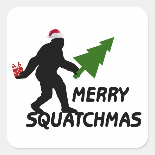Adesivo Quadrado Feliz Squatchmas (Frente)