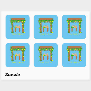 Adesivo Quadrado Feliz Sukkot, Personalizado