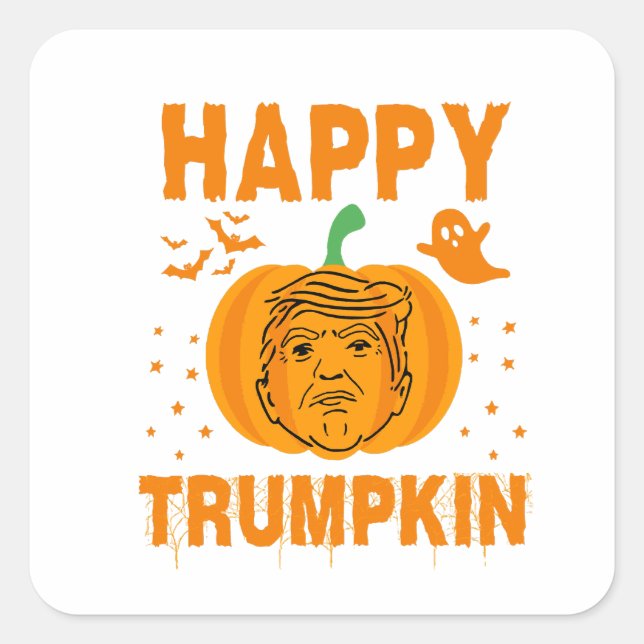 Adesivo Quadrado Feliz Trumpkin Faça o Excelente de Halloween novam (Frente)