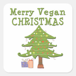 Adesivo Quadrado Feliz Vegan Natal