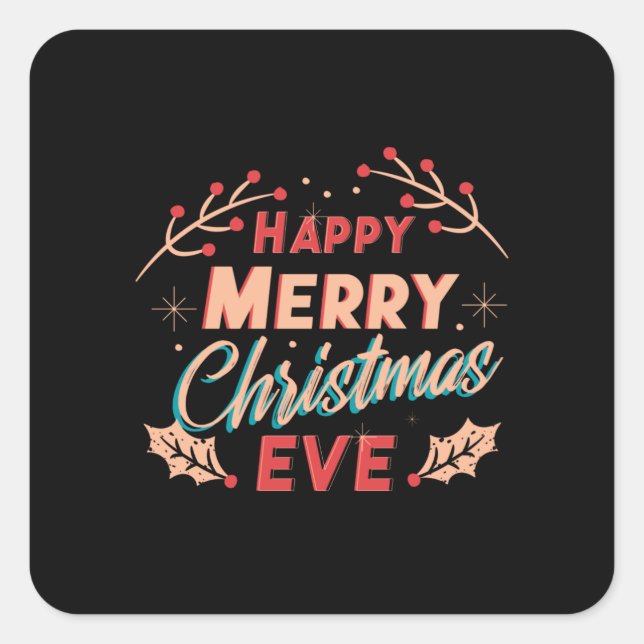 Adesivo Quadrado Feliz véspera de Natal (Frente)
