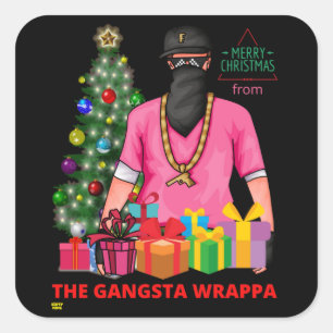 Adesivo Quadrado Feliz X-MASS DO GANGSTA WRAPPA