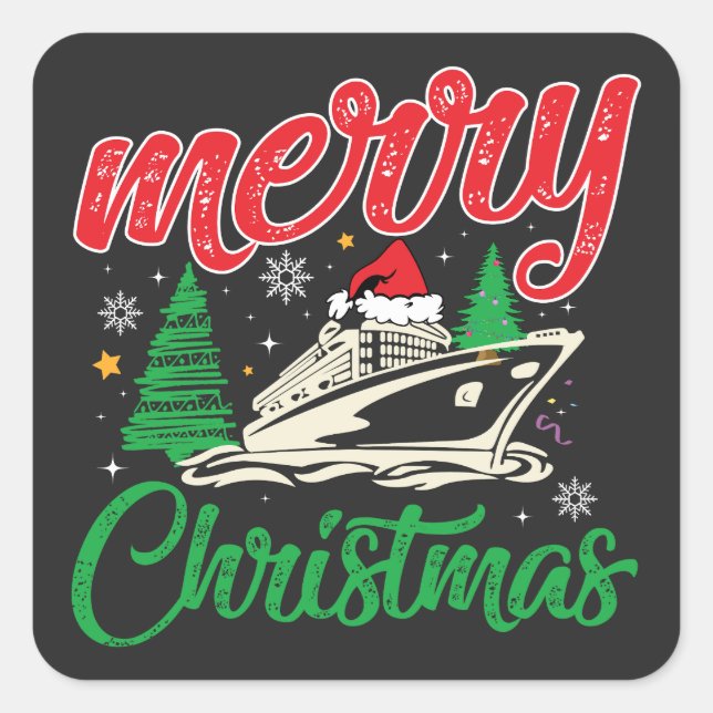 Adesivo Quadrado Felizes Cruisemas, Tripulação de Cruzeiros de Nata (Frente)