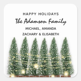 Adesivo Quadrado Felizes Férias Feliz Nome da Árvore de Natal Branc