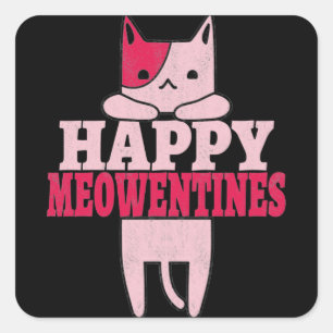 Adesivo Quadrado Felizes Meowentines   presentes de Dia de os namor