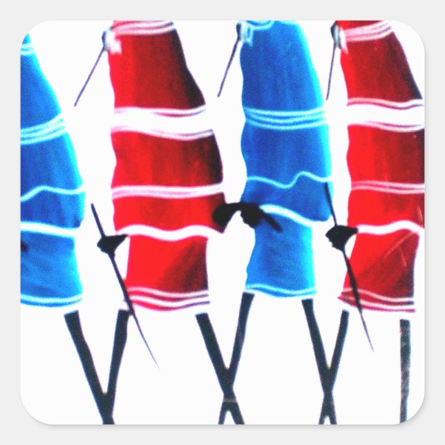 Adesivo Quadrado Felizes Pessoas Maasai Guerreiros Andando Impressã (Frente)