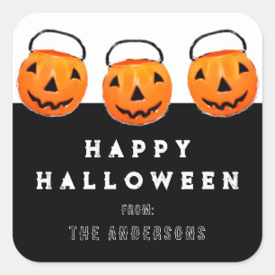 Adesivo Quadrado Felizes Tratamentos de Presente de Halloween
