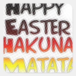 Adesivo Quadrado Felz pascoa Abençoado Hakuna Matata Holiday
