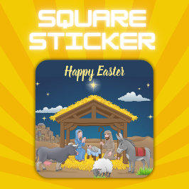 Adesivo Quadrado Felz pascoa - Natividade |
