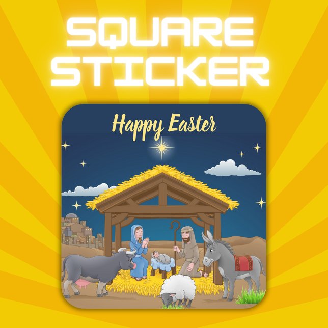 Adesivo Quadrado Felz pascoa - Natividade | (Criador carregado)