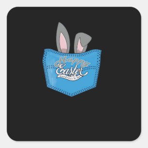 Adesivo Quadrado Felz pascoa Pop de Peeking Bunny