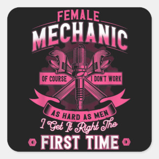 Adesivo Quadrado Female Diesel Mechanic Female Mechanic