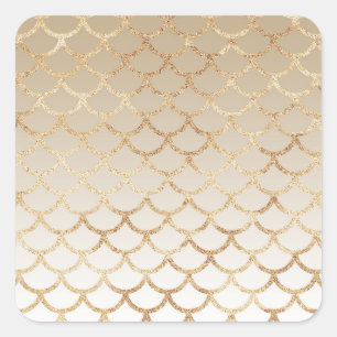 Adesivo Quadrado Feminino e Glamour Degradê Dourado Sirene Brilho