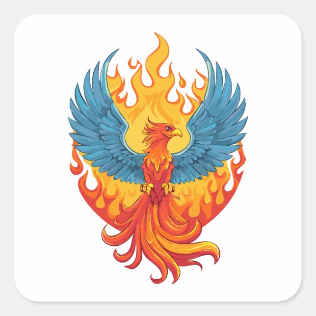 Adesivo Quadrado Fênix mitológica fantástica brilhante (Frente)