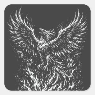 Adesivo Quadrado Fênix Ressurgindo das Chamas por BurnsInHell