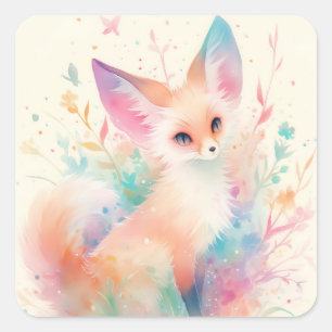 Adesivo Quadrado Fennec Fox Entre As Florestas De Pastel