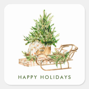 Adesivo Quadrado Feriado da Composição de Natal Elegante da Boêmia