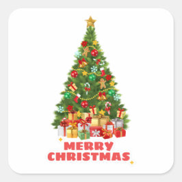 Adesivo Quadrado Feriado Da Família De Feliz E Natal Brilhante