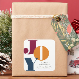 Adesivo Quadrado Feriado de Joy Script Colorido