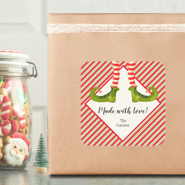 Adesivo Quadrado Feriado de Mercadorias Homemade Elf Personalizado