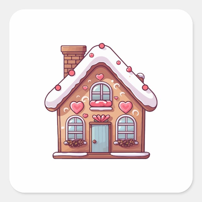 Adesivo Quadrado Feriado de Natal com Gingermore bonito (Frente)