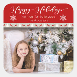 Adesivo Quadrado Feriado de Natal - Feriados Felizes Foto de Veado