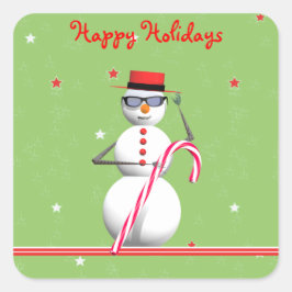 Adesivo Quadrado Feriado de Natal Snowman