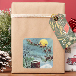 Adesivo Quadrado feriado de Papais noeis de natais vintages retrorr