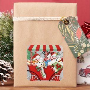 Adesivo Quadrado Feriado do boneco de neve dos natais vintages