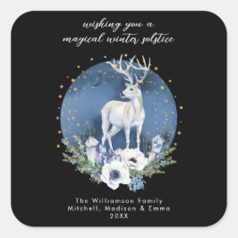 Adesivo Quadrado Feriado do Solstício de inverno Velho Azul Natal